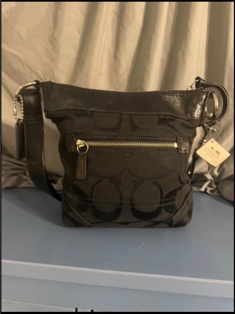 Coach Black Signature Jacquard Crossbody with Gold Hardware
